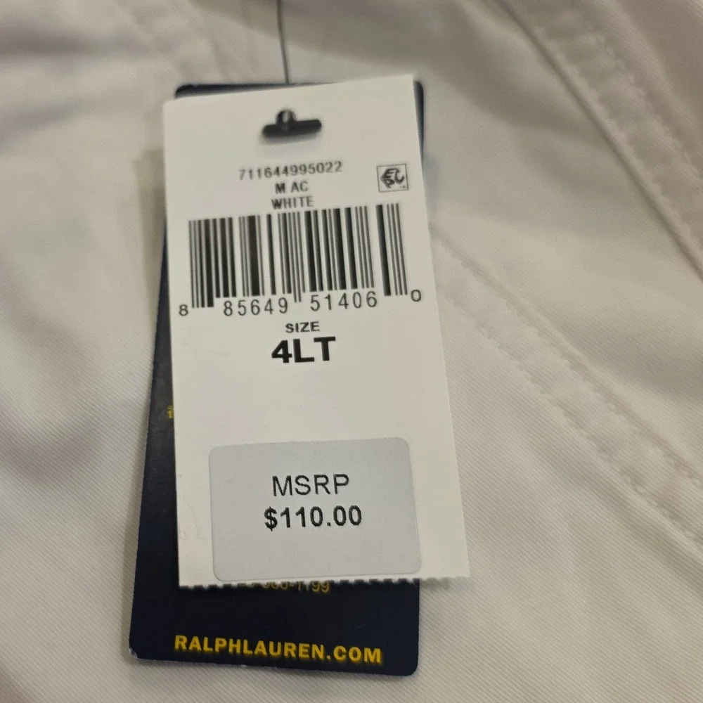 Polo Ralph Lauren Mens‎ Shorts White Stretch Classic Fit Elastic Waist 4LT New